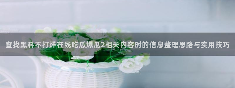 黑料爆料网络热搜榜：查找黑料不打烊在线吃瓜爆瓜2相关内容时的信息整理思路与实用技巧